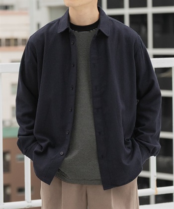 酵素洗法蘭絨標準領襯衫