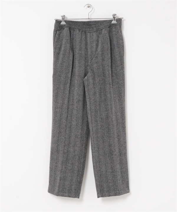 人字紋抽繩輕便長褲(灰色-M-GRAY)