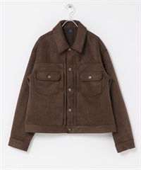 仿麂皮細褶夾克(深棕色-M-DARK BROWN)