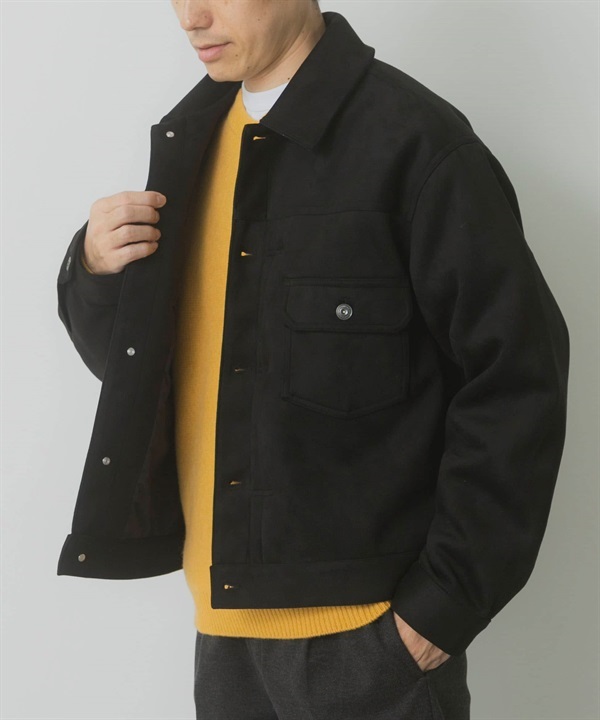 仿麂皮細褶夾克