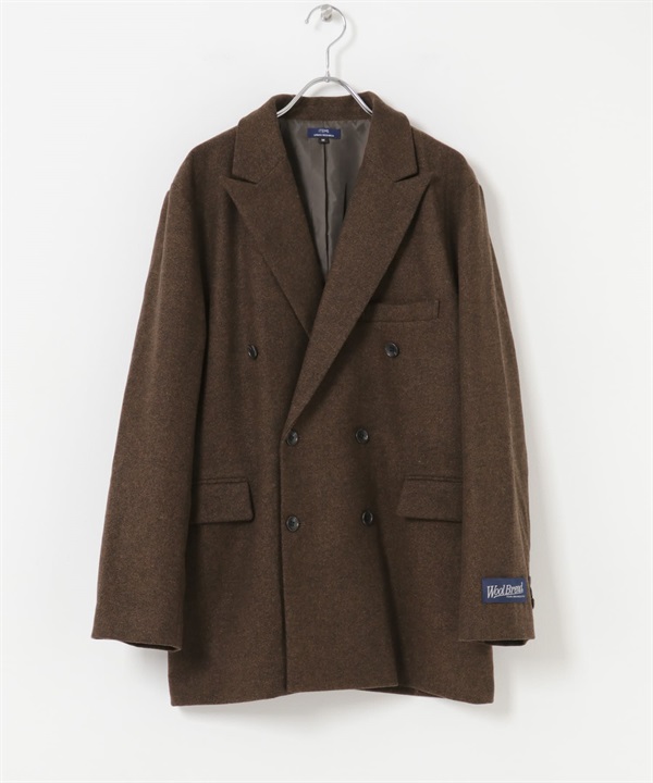 混羊毛雙排扣西裝外套(摩卡色-M-MOCHA)
