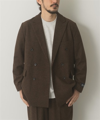 混羊毛雙排扣西裝外套