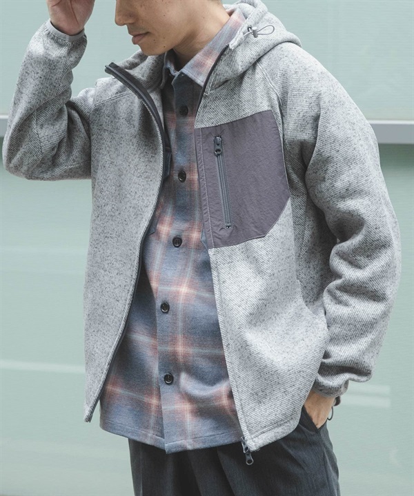 針織刷毛連帽外套