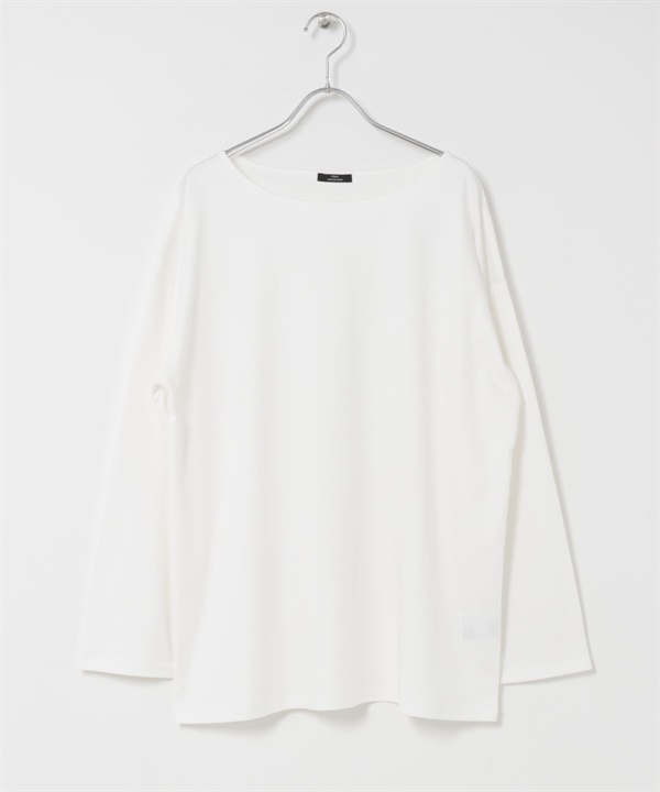 絲光加工船型領長版T恤(白色-FREE-IVORY)