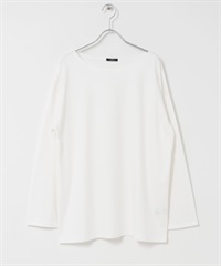 絲光加工船型領長版T恤(白色-FREE-IVORY)