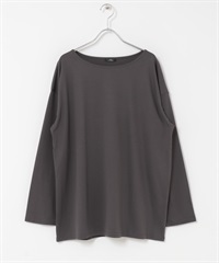 絲光加工船型領長版T恤(炭灰色-FREE-CHARCOAL GRAY)