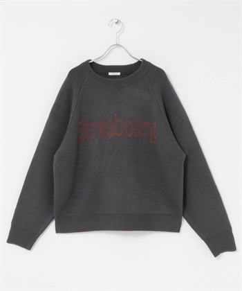 學院風LOGO針織衫(炭灰色-FREE-CHARCOAL GRAY)