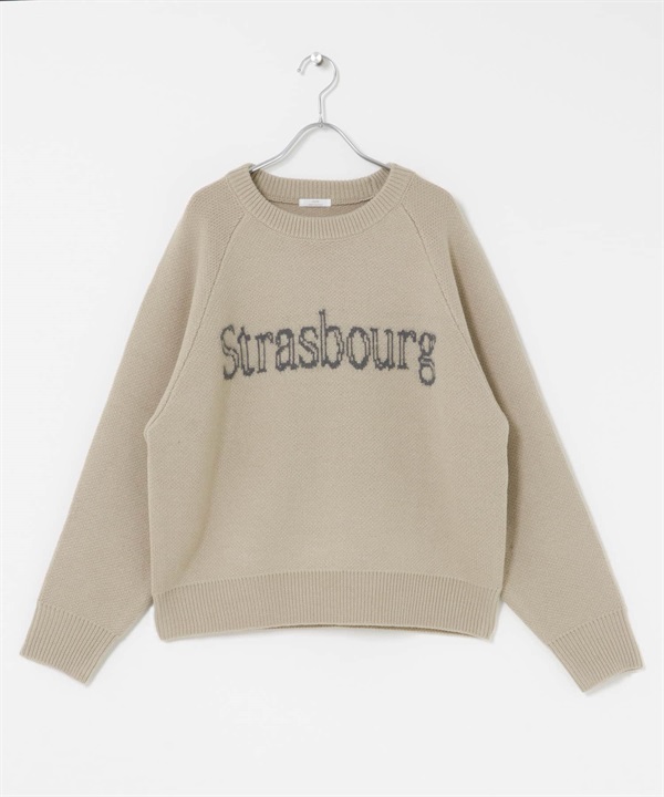 學院風LOGO針織衫(膚色-FREE-BEIGE)