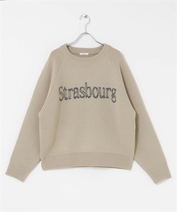 學院風LOGO針織衫(膚色-FREE-BEIGE)