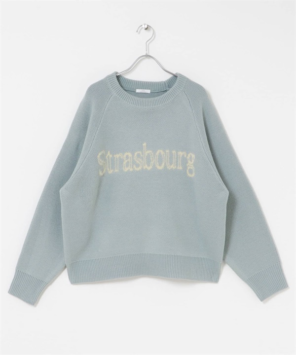 學院風LOGO針織衫(淺藍色-FREE-LIGHT BLUE)