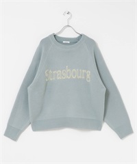 學院風LOGO針織衫(淺藍色-FREE-LIGHT BLUE)