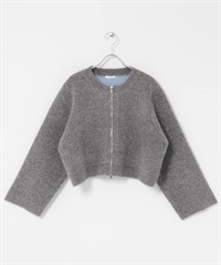 圈圈紗拉鍊短版開襟衫(灰色-FREE-GRAY)