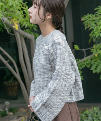 寬袖混色針織衫