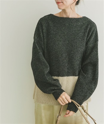 羽毛紗拼接針織衫