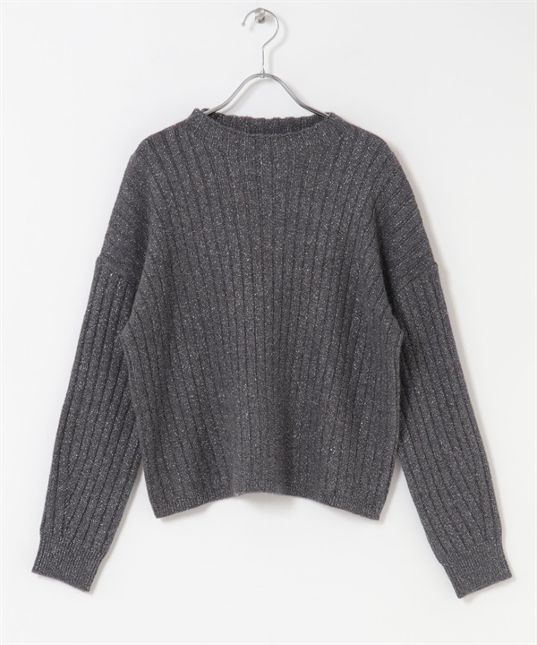 寬羅紋金蔥針織衫(灰色-FREE-GRAY)