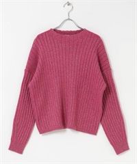 寬羅紋金蔥針織衫(粉紅色-FREE-PINK)