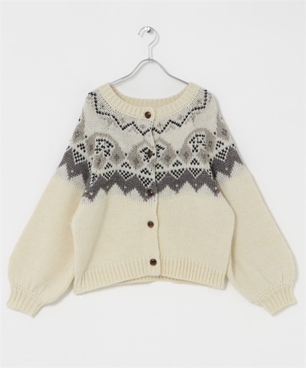 北歐風織紋蓬袖開襟衫(象牙白-FREE-IVORY)