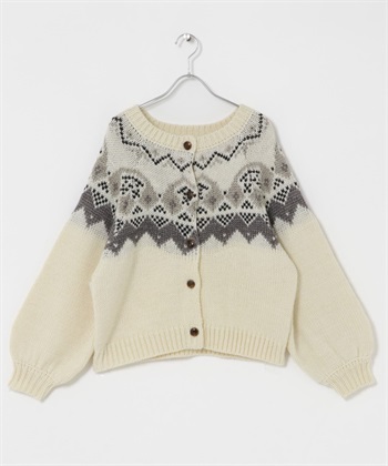 北歐風織紋蓬袖開襟衫(象牙白-FREE-IVORY)