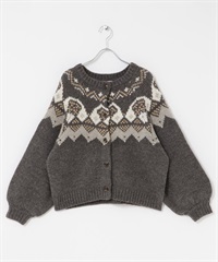 北歐風織紋蓬袖開襟衫(灰色-FREE-GRAY)