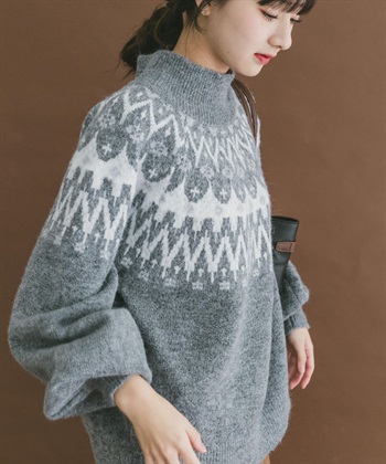 北歐風織紋絨毛針織衫