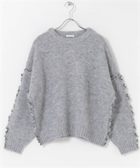 荷葉捲邊針織衫(灰色-FREE-GRAY)