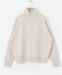 高領寬版針織衫(米色-FREE-OFF WHITE)