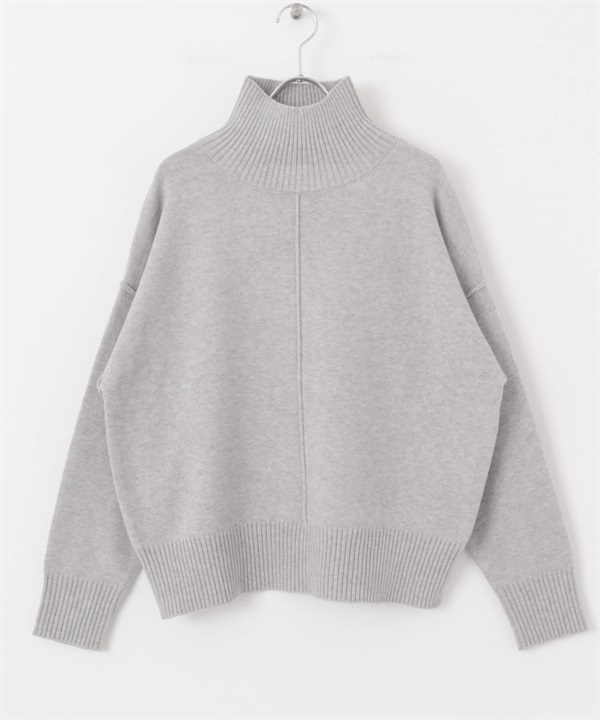 高領寬版針織衫(灰色-FREE-GRAY)
