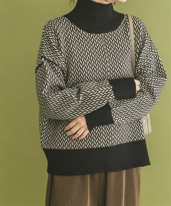 高領寬版針織衫