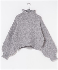 棉結高領針織衫(淺灰色-FREE-LIGHT GRAY)