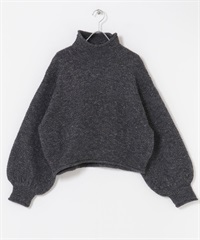 棉結高領針織衫(炭灰色-FREE-CHARCOAL GRAY)