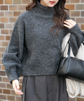 棉結高領針織衫