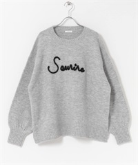 圓領LOGO針織衫(淺灰色-Free-LIGHT GRAY)