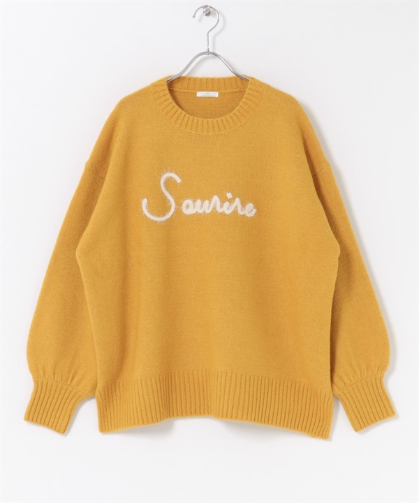 圓領LOGO針織衫(黃色-Free-YELLOW)