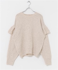 荷葉邊圓領針織衫(米色-FREE-OFF WHITE)