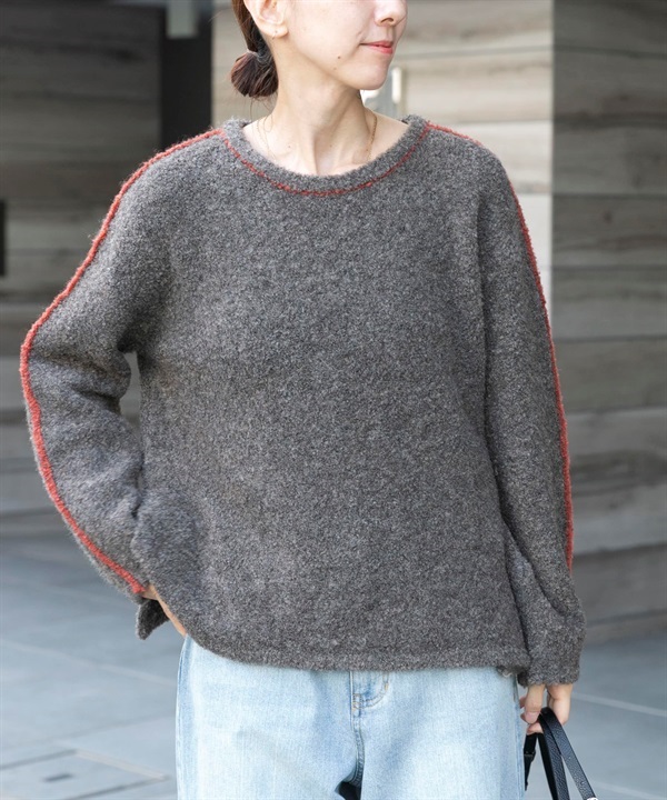 圈圈紗滾邊針織衫