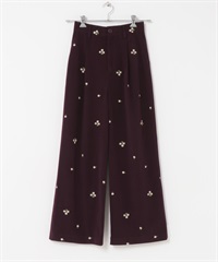 刺繡絲絨長褲(其他紫色-Free-其他紫色)