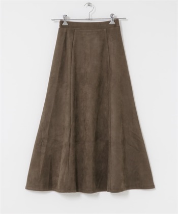 仿麂皮打褶傘狀裙(棕色-Free-BROWN)