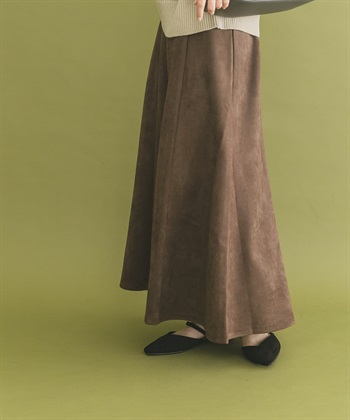 仿麂皮打褶傘狀裙