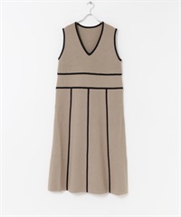 滾邊針織背心裙(膚色-Free-其他膚色)