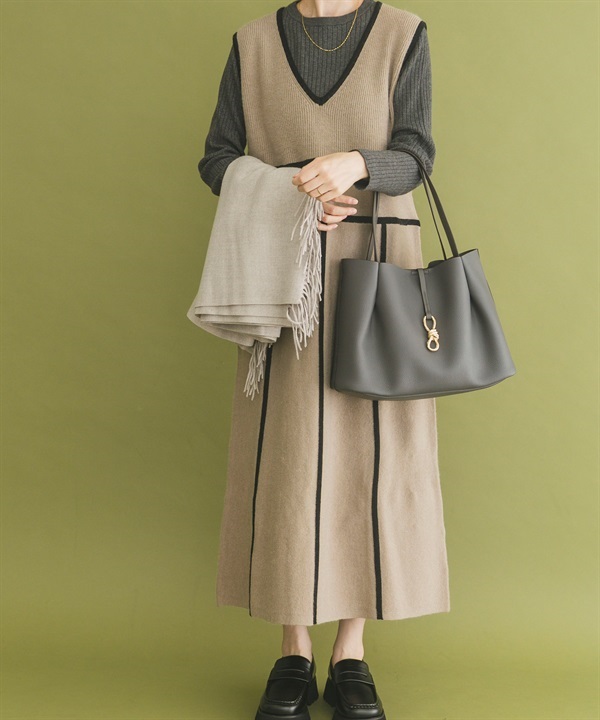 滾邊針織背心裙