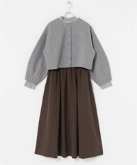 【成套組合】開襟衫 × 洋裝(灰色-Free-GRAY)