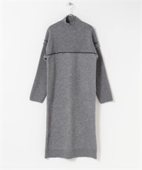 高領縫線針織洋裝(灰色-FREE-GRAY)