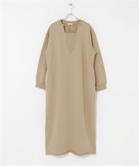 棉質毛圈長袖洋裝(膚色-Free-BEIGE)