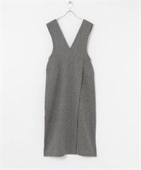 粗花呢背心裙(灰色-Free-GRAY)