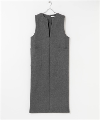 針織麥爾登背心裙(灰色-Free-GRAY)