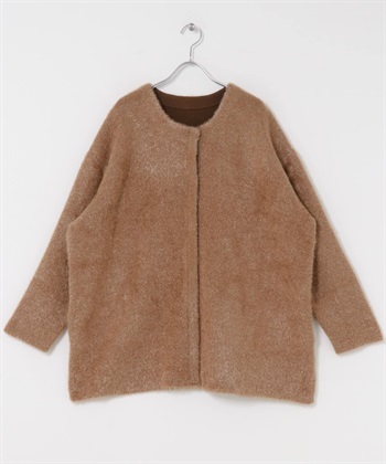 雙面織物中長版開襟衫(棕色-Free-BROWN)