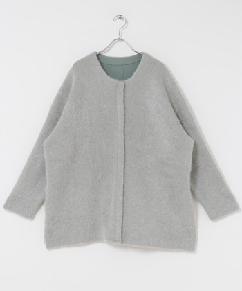 雙面織物中長版開襟衫(淺藍色-Free-LIGHT BLUE)