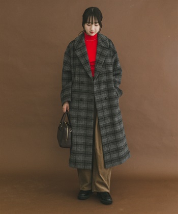 羊毛混紡寬版大衣