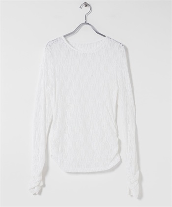 拼接蕾絲上衣(米色-one-OFF WHITE)