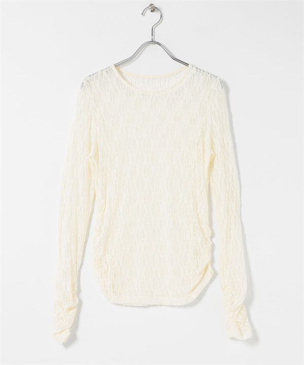 拼接蕾絲上衣(象牙白-one-IVORY)